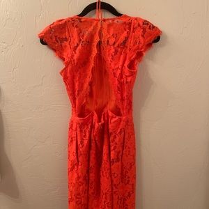 Coral open back dress